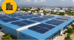 Toiture d'entreprise équipée de panneaux solaires